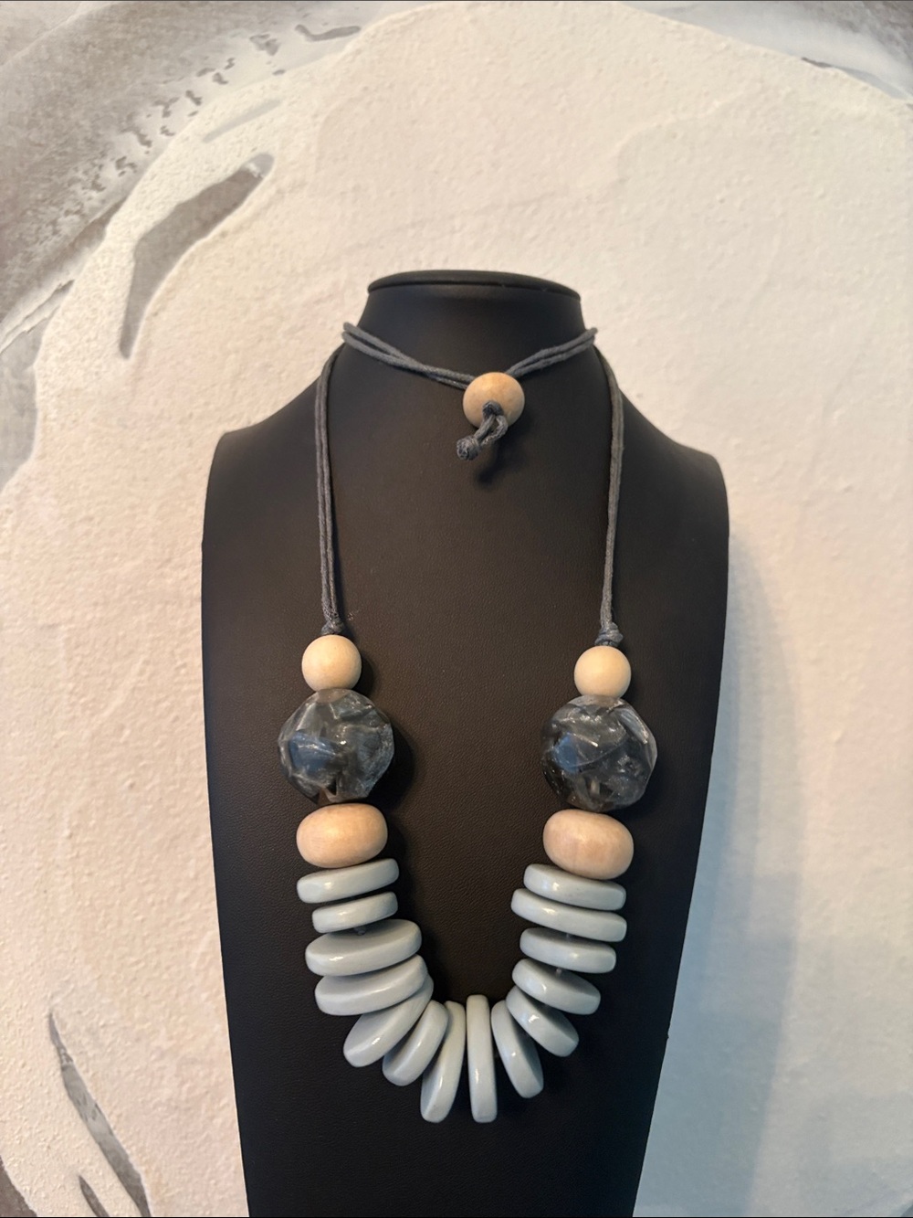 Chunky Gray Bead Statement Necklace - Women Jewelry